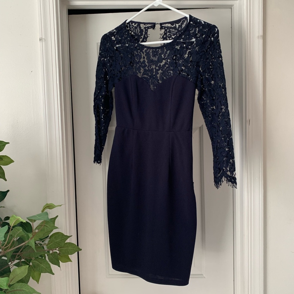 Lulus Navy Lace long sleeve dress